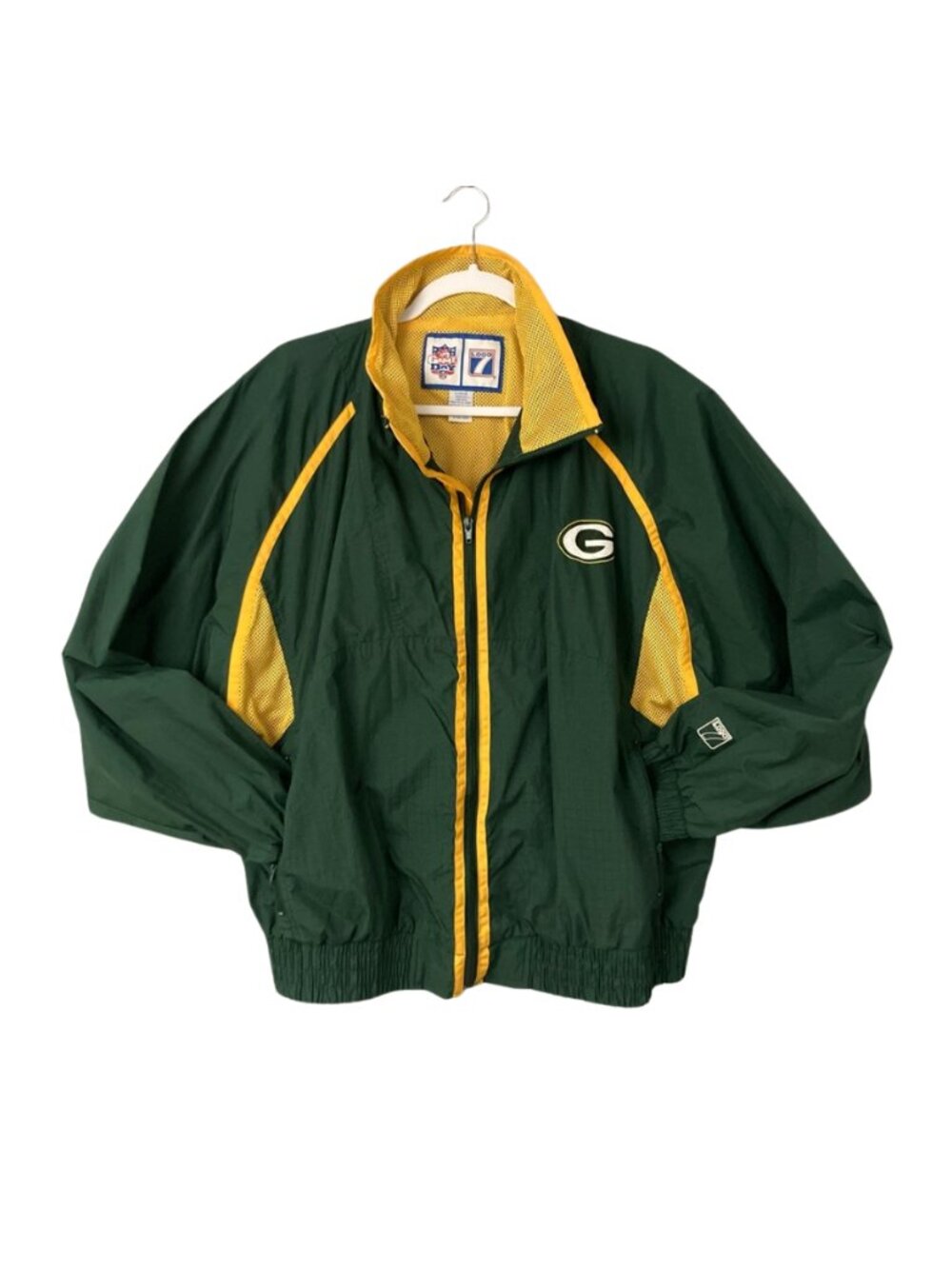 Vintage Packers Logo 7 Jacket NFL Green Yellow Windbreaker Mens L 90s